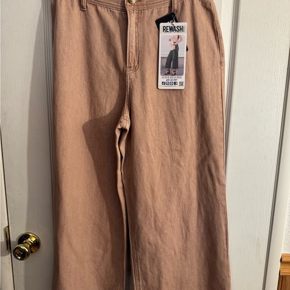 Rewash Pants - Rewash Wide-Leg High-Rise Pants in Light blush peach